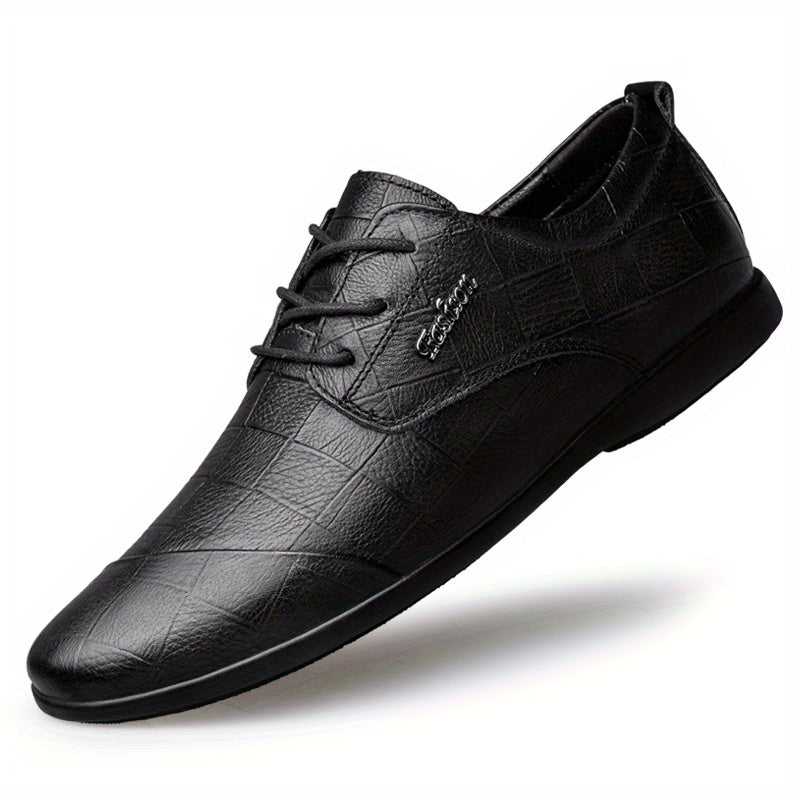 Men's Plaid Leather Derby Shoes British Style Wedding Business
