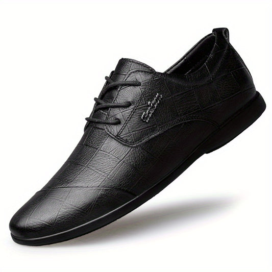 Men's Plaid Leather Derby Shoes British Style Wedding Business