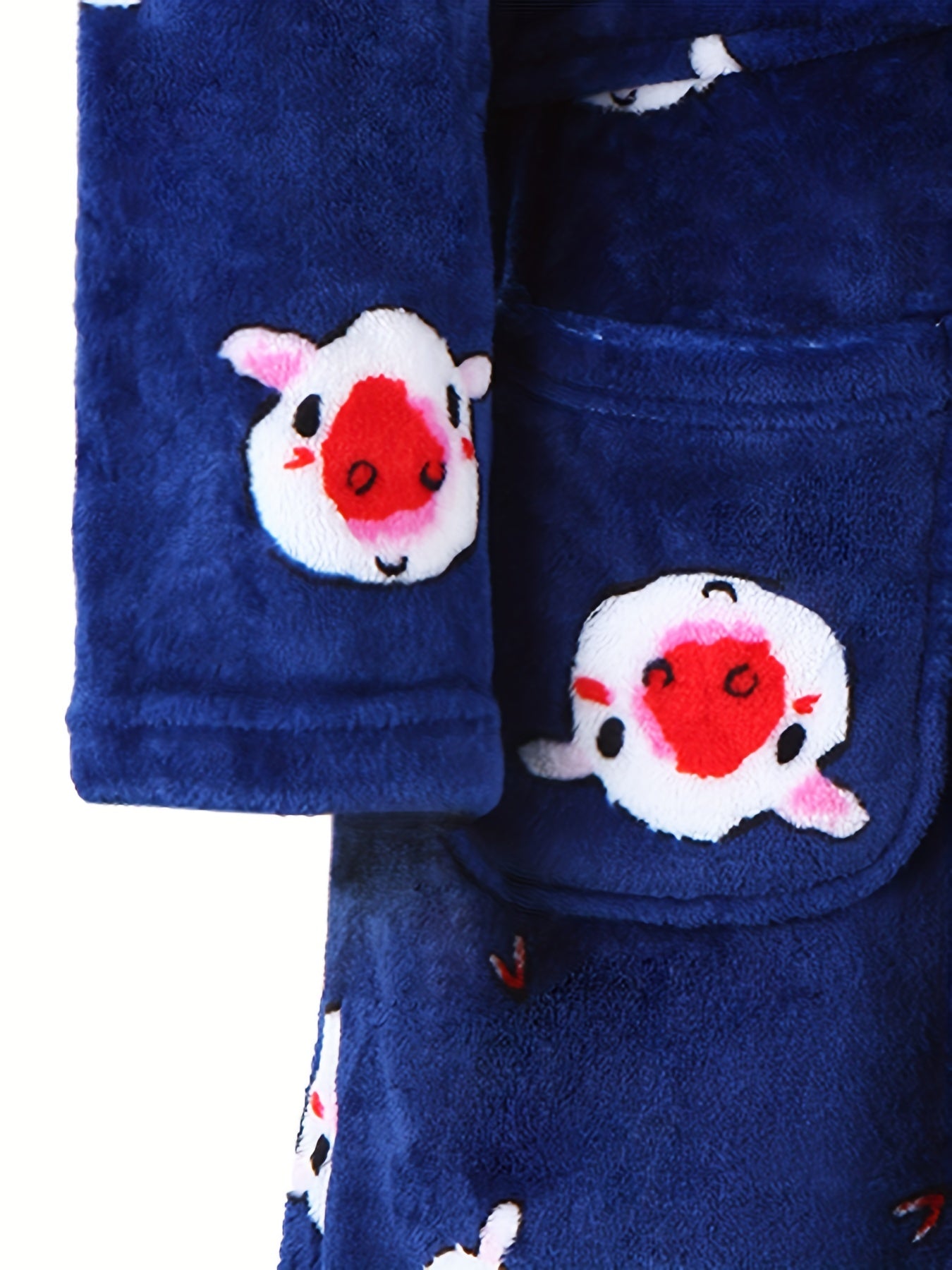 Women's Pig Print Fuzzy Lounge Robe Long Sleeve Warm Robe
