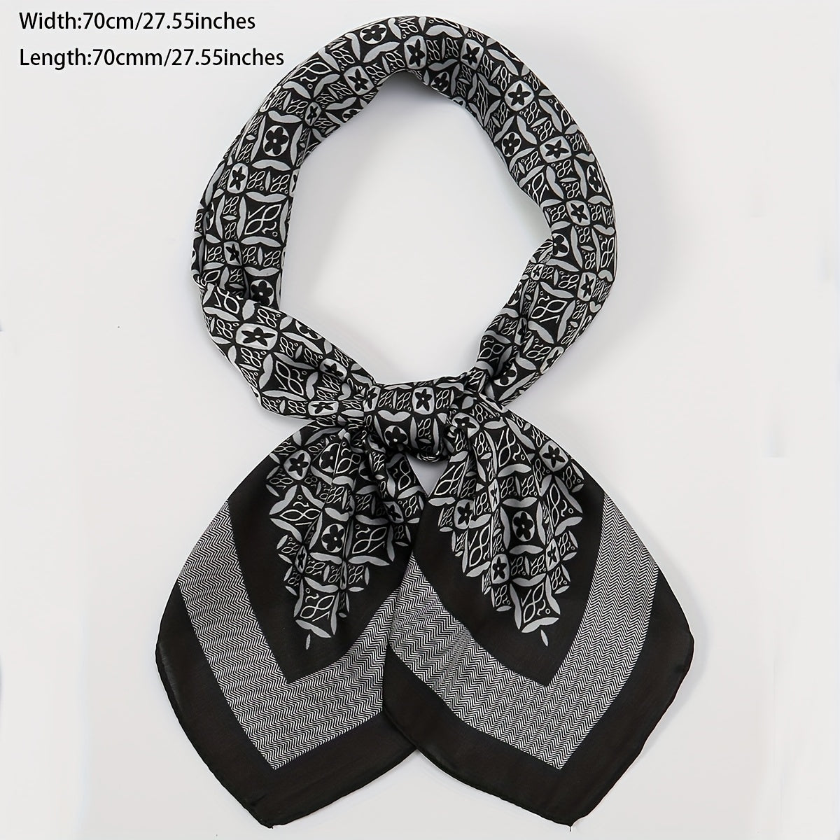 Geometric Print Small Square Silk Scarf Head Wrap