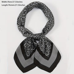 Geometric Print Small Square Silk Scarf Head Wrap