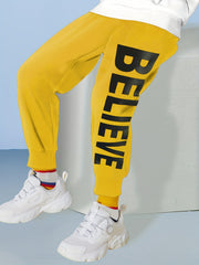 JUST RIGHT Letter Print Boys Active Sweatpants Comfortable Joggers