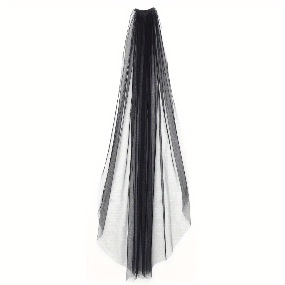 Long White Bridal Head Veil with Comb