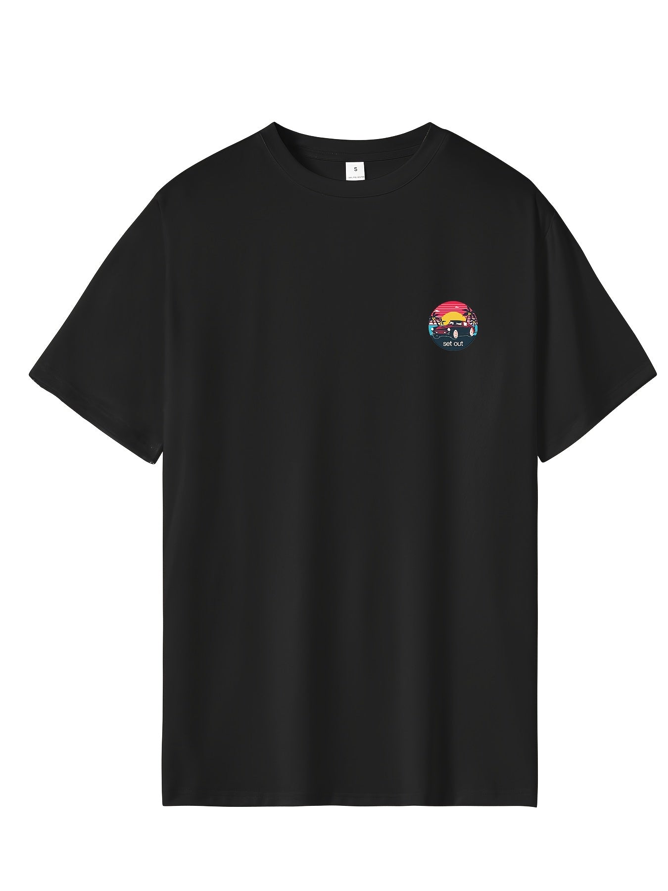 Vintage Car & Letter Print Men's T-shirt Graphic Tee
