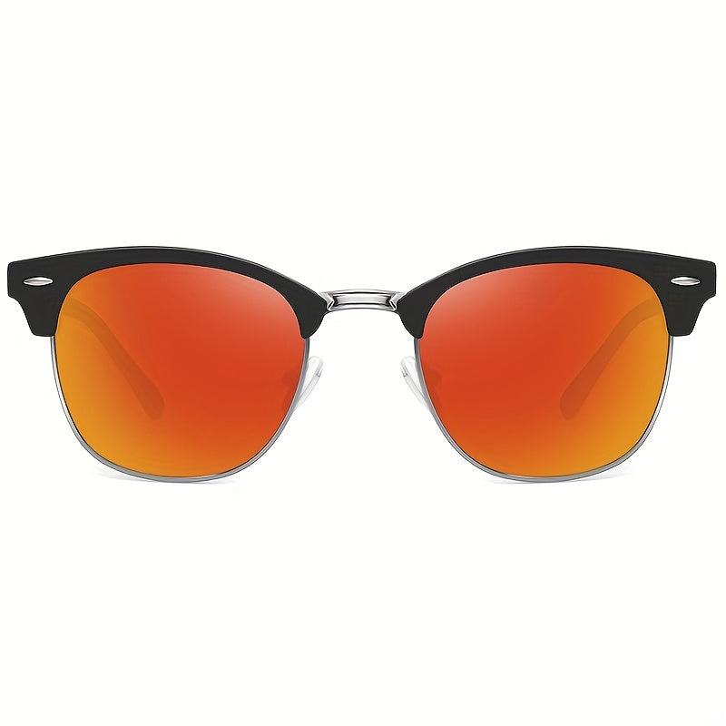 Men's Retro Polarized Driving Sunglasses Semi Rimless Eye Protection