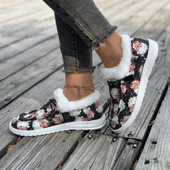 Christmas Santa Print Flat Non Slip Skate Shoes