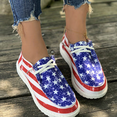 Patriotic Lace Up Boat Shoes for Women - Stylish and Comfortable