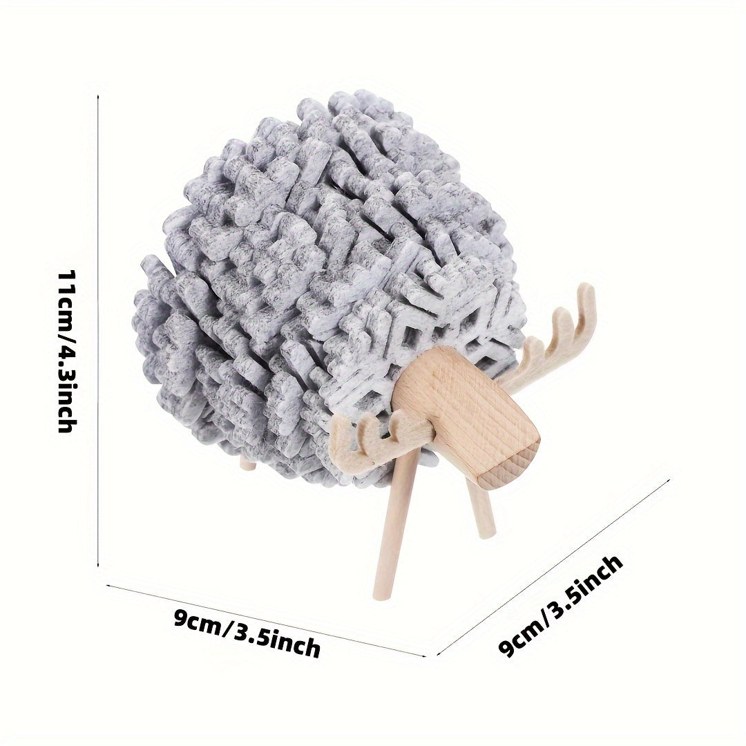Sheep Shaped Coasters with Wood Holder, Absorbent Cup Pads for Car & Home