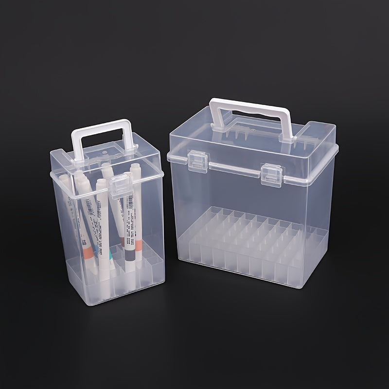 Clear Storage Box Portable Paintbrush Marker Pen Holder Stationery Organizer