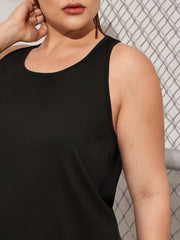 Sports Top Women's Plus Solid Criss Cross Stretch Tank Top