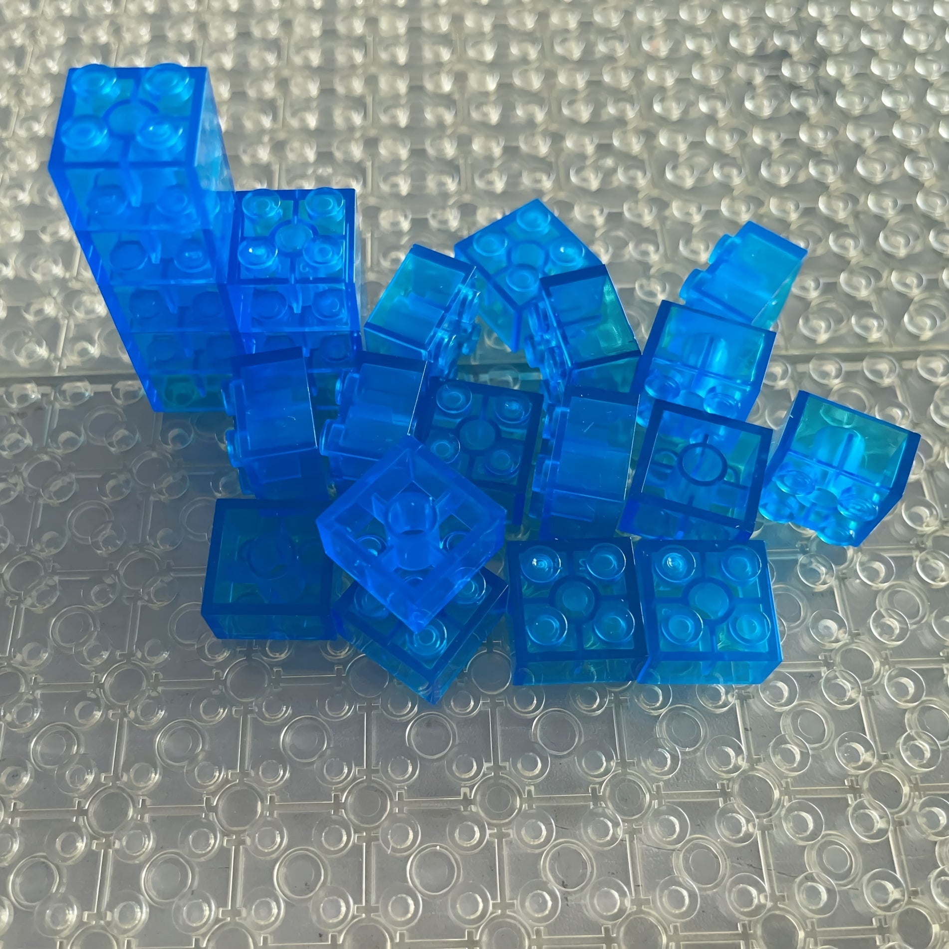 20pcs Transparent ABS 2x2 Building Blocks MOC High Brick Bricks in 6 Colors