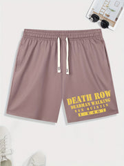 Men's Death Row Print Shorts Casual Stretch Drawstring Shorts