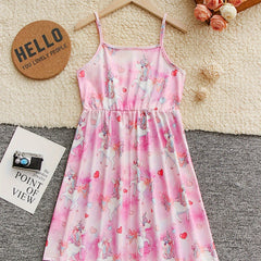 Sweet Girls Unicorn Cami Dress for Summer Party