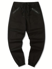 Men's Drawstring Cargo Pants with Zip Pockets