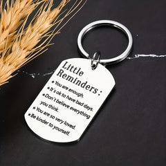 Lettering Keychain Engraved Stainless Steel Keyring for Women Men