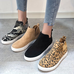 Women's Non slip Medium Tube Sneakers Warm Thick Bottom Skate Shoes