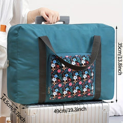 Flower Pattern Tote Canvas Luggage Weekender Bag
