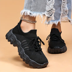 Women's Breathable Chunky Sneakers Lace Up Outdoor Shoes