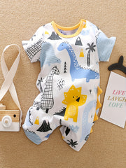 Baby Dinosaur Print Romper Short Sleeve Jumpsuit