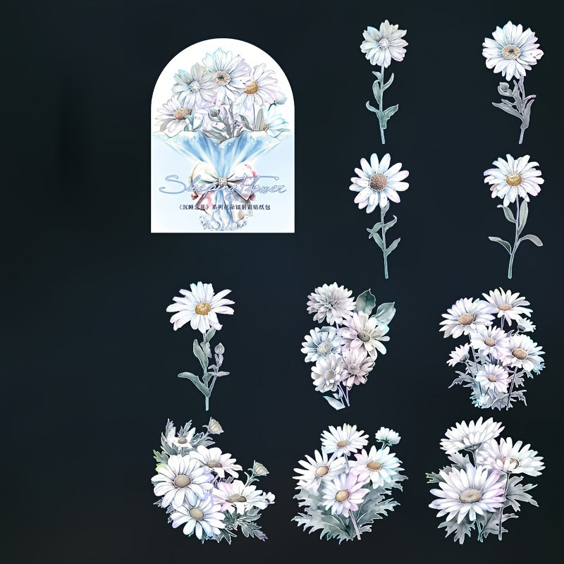 10Sheet Laser Silver Flower Stickers Sleeping Flowers Collection