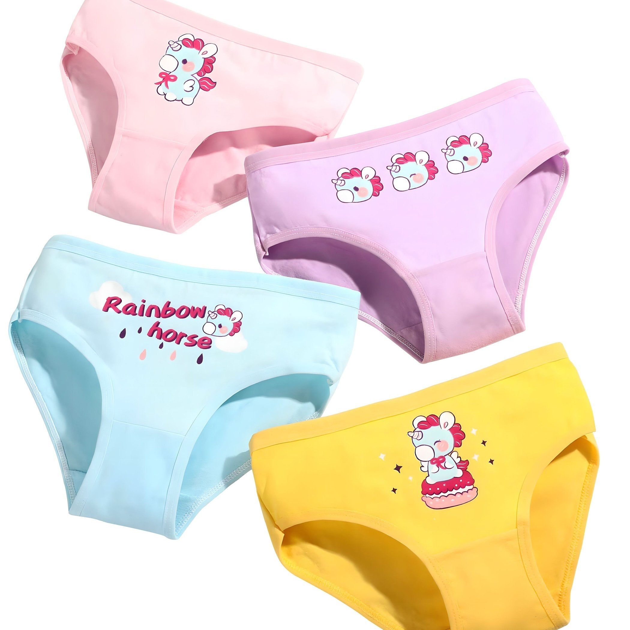 4pcs Pony Pattern Print Briefs for Girls