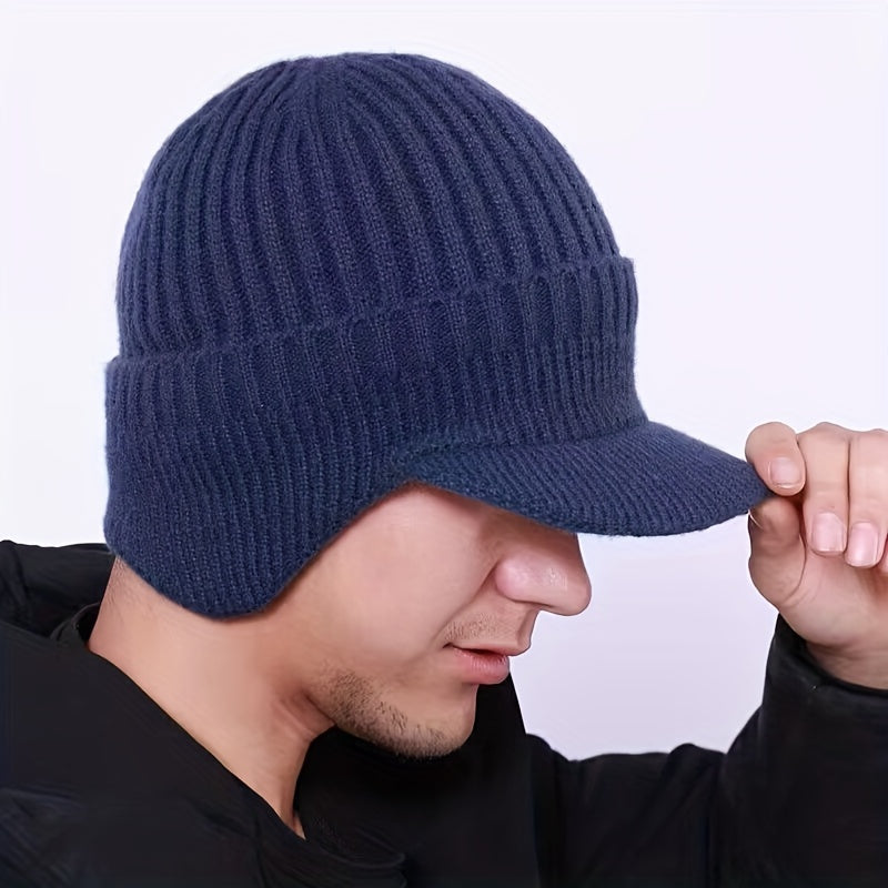 Men's Protective Woolen Winter Hat with Ear Protection