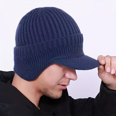 Men's Protective Woolen Winter Hat with Ear Protection