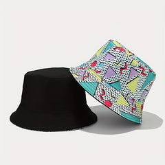 Geometric Print Couple Bucket Hat Reversible Stylish Sunshade Basin Hats Unisex