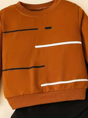 Toddler Boy's Stripe Print Sweatshirt & Sweatpants Set for Spring Fall