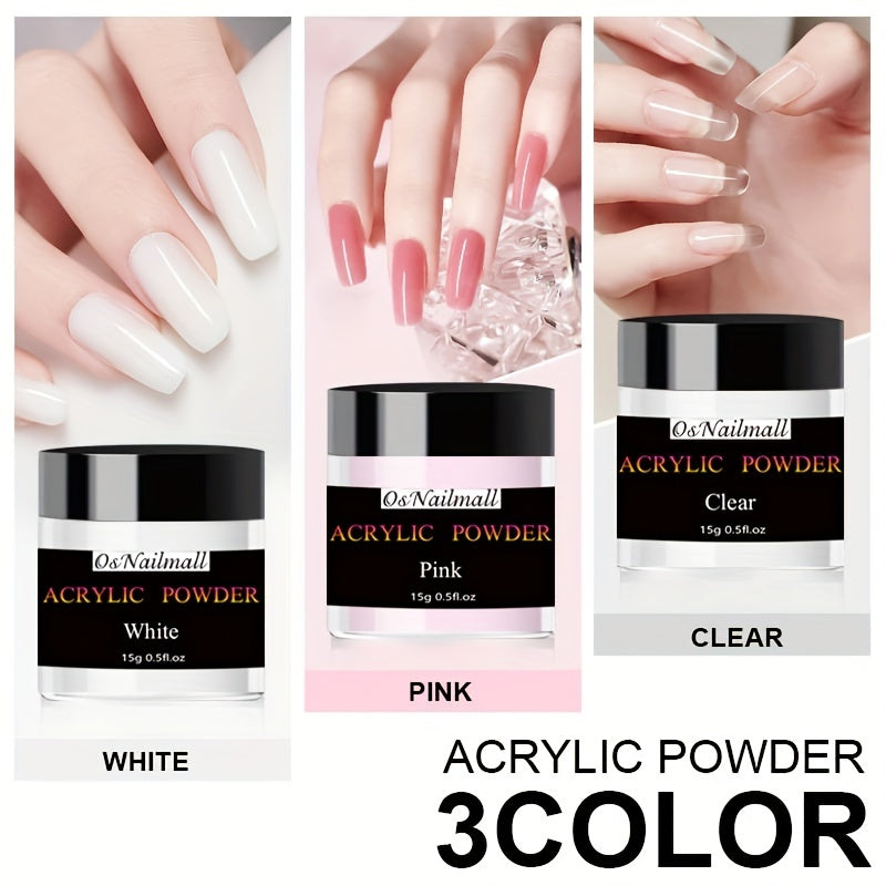 Clear Pink Acrylic Powder French Nail Art Tip Extension Pattern DIY