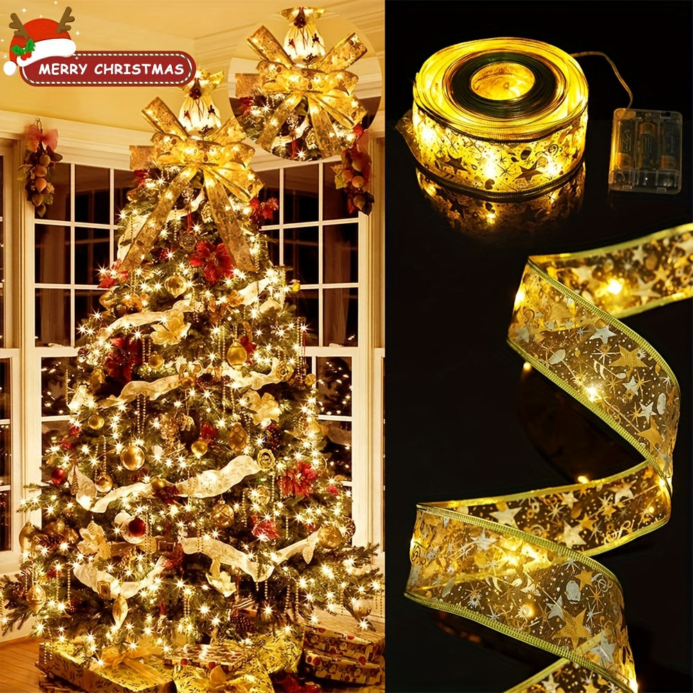 Christmas Star Ribbon Tree Light LED Copper Wire Fairy Tale String