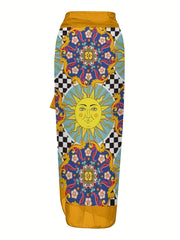 Graphic Print Tie Shoulder Swimsuit Set