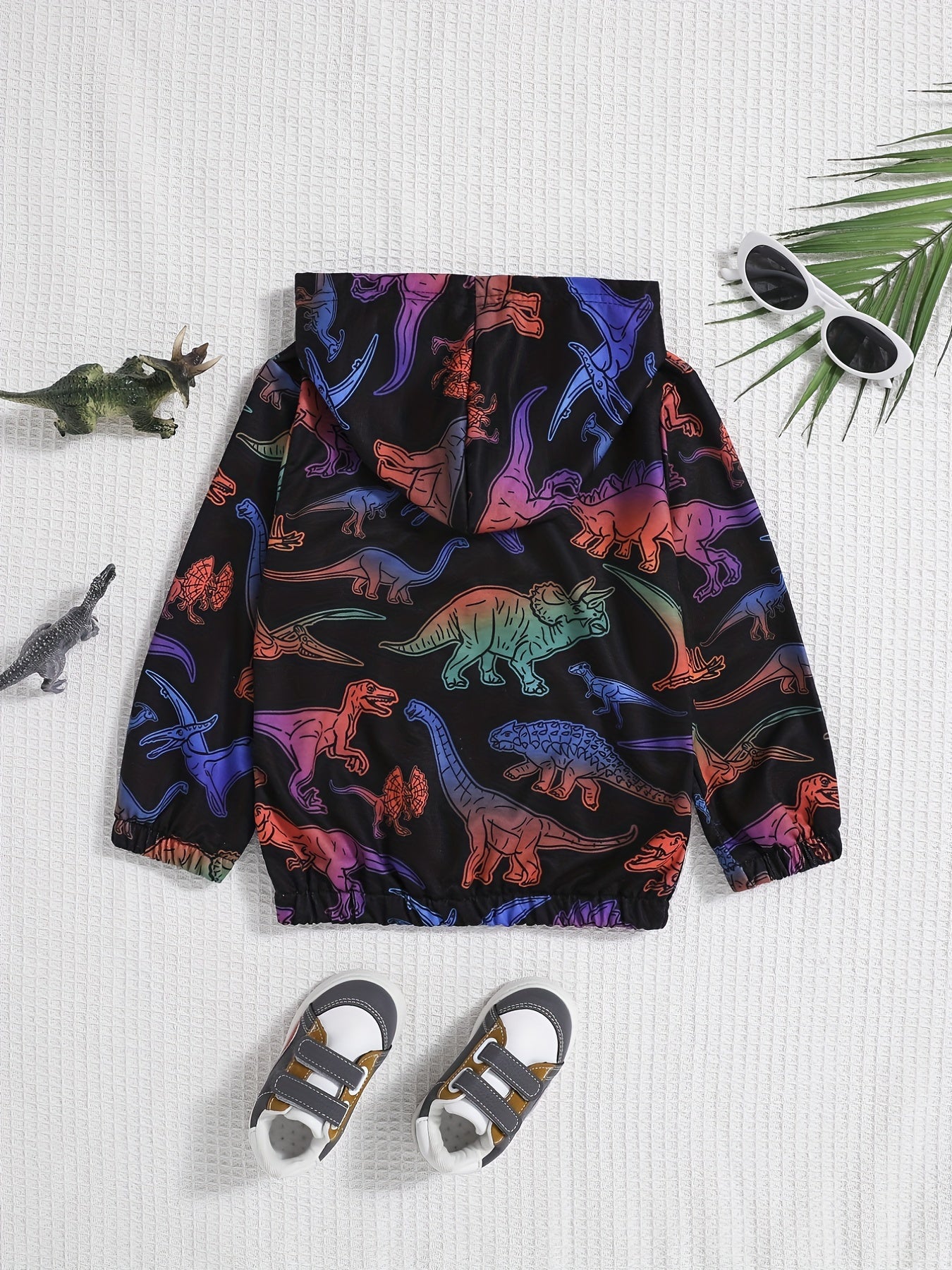 Kid's Cartoon Print Zipper Windbreaker Coat