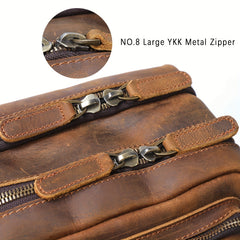 Leather Men's Backpack Large Capacity Vintage Crazy Horse Cowhide Travel Backpac