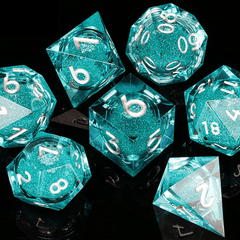 Resin Quicksand Dice Set with Liquid Core - D20 Game Accessories