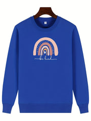 Girls Rainbow Graphic Crew Neck Sweatshirt Top