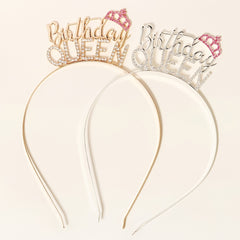 Golden Rhinestone Princess Headband Birthday Hair Band