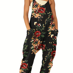 Paisley Print Overall Jumpsuit with Dual Pockets