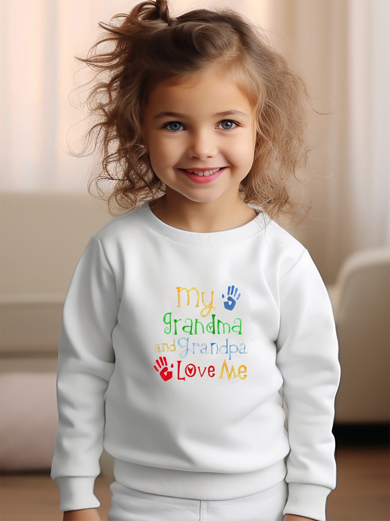 Girls Paws Pattern Crew Neck Sweatshirt for Spring Fall