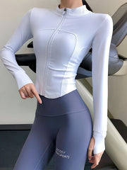 Quick Dry Slimming Yoga Jacket Long Sleeve Breathable Sports Coat