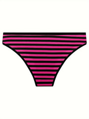 6 Pack Women's Plus Size Panties Set Strip Print Knot Front