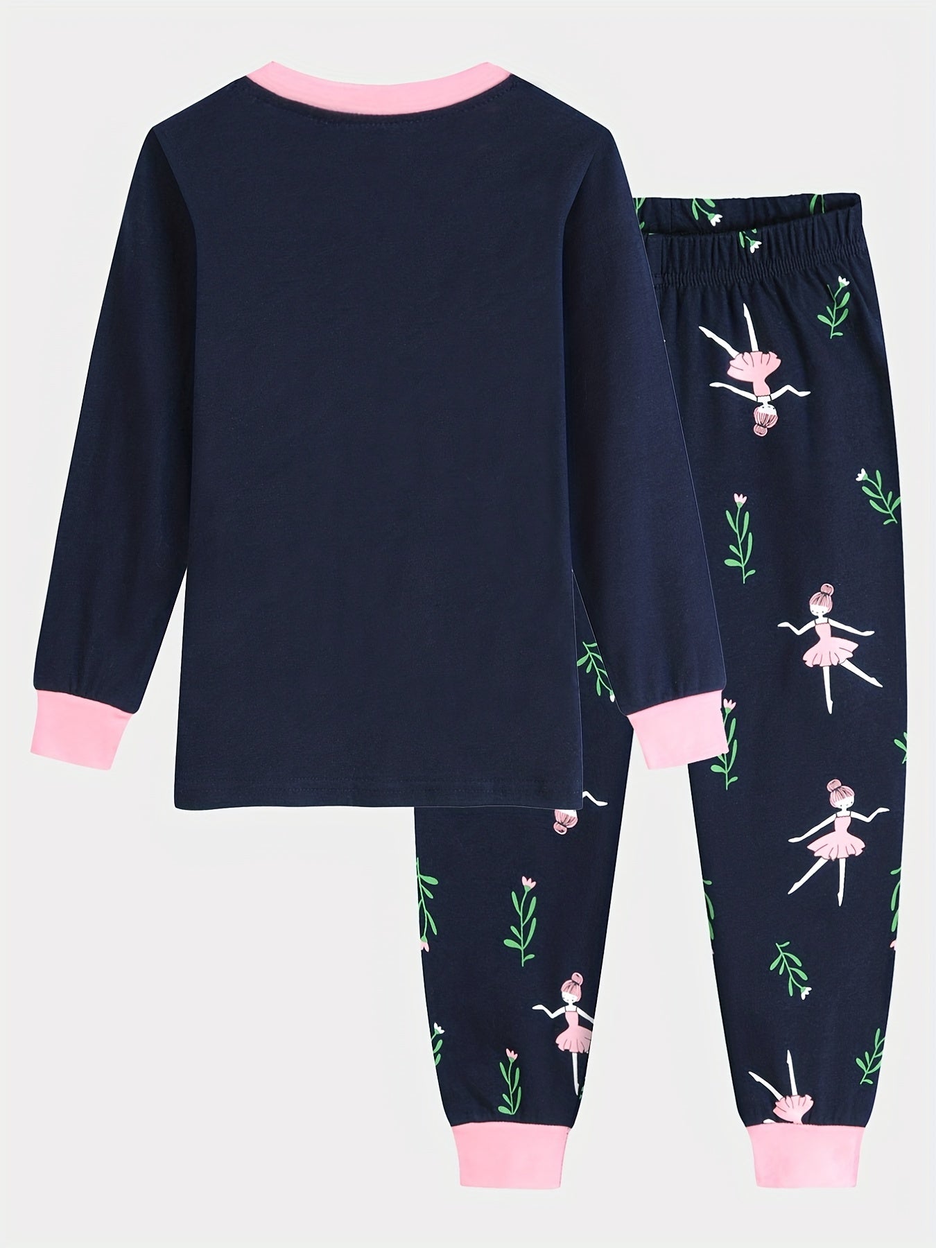 Girls Autumn Loungewear Set Long Sleeve Top & Trousers Dance Pajamas Set