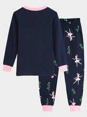 Girls Autumn Loungewear Set Long Sleeve Top & Trousers Dance Pajamas Set