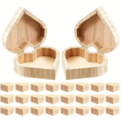 Unpainted Wooden Heart Shape Box with Hinged Cover - DIY Art Craft Jewelry Box