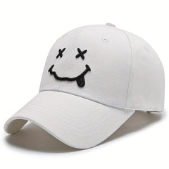 Cotton Embroidery Happy Face Baseball Cap for Couple