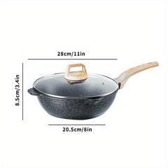 Non Stick Frying Pan 23 27 Wooden Handle Maifan Mineral Stone Cookware