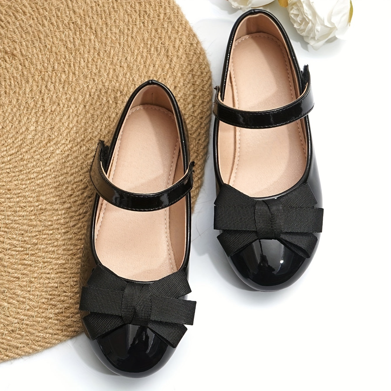 Girls Bowknot Dress Shoes Lightweight Non Slip Flat Sole Shoes