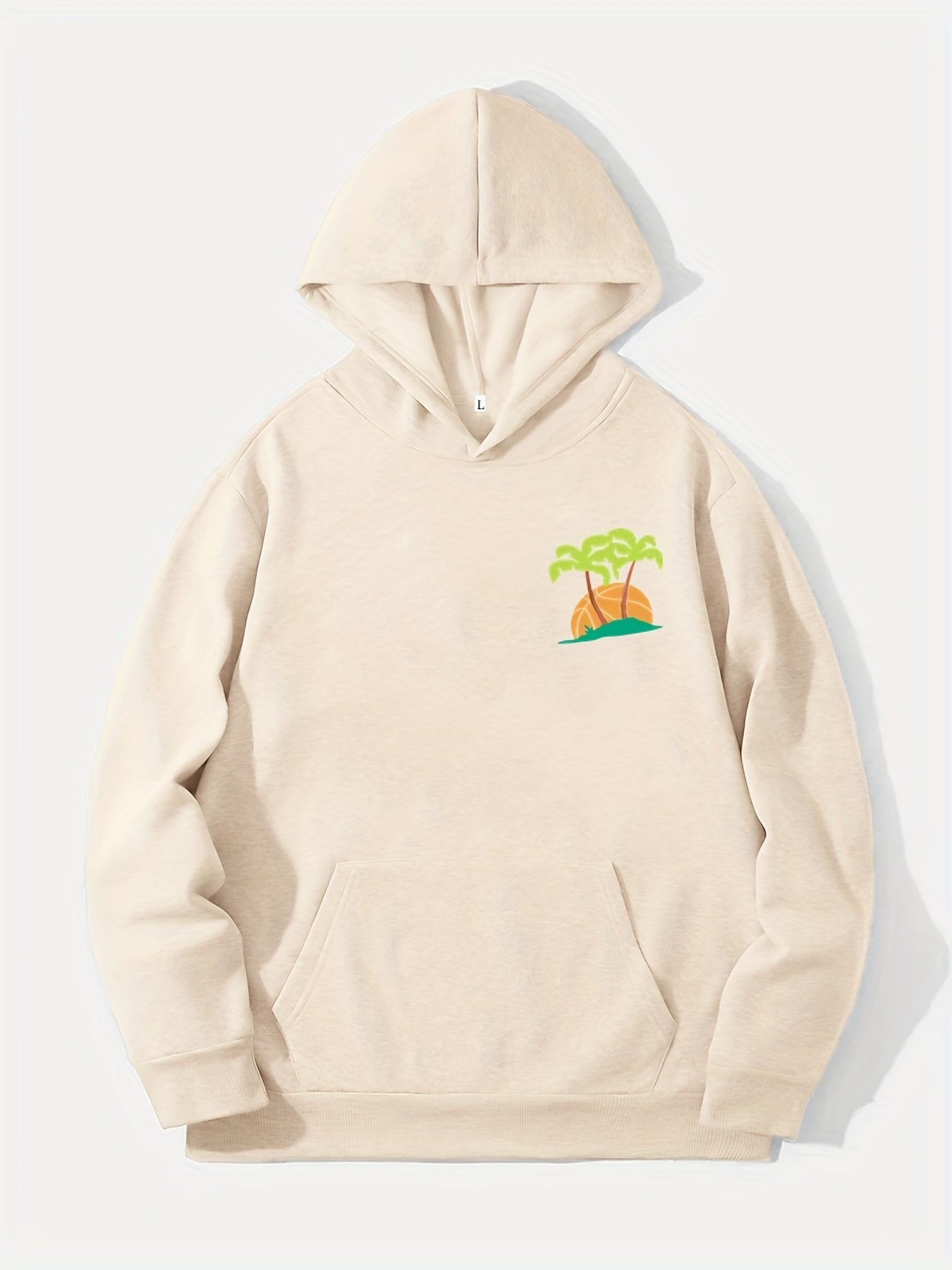 Coconut Tree Print Hoodie Men's Graphic Pullover Hooded Sweatshirt