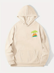 Coconut Tree Print Hoodie Men's Graphic Pullover Hooded Sweatshirt