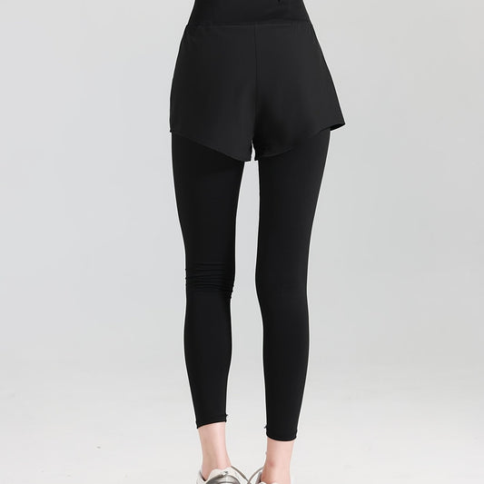 Solid Stretchy Yoga Sports Pants High Waist Tummy Control Fitness